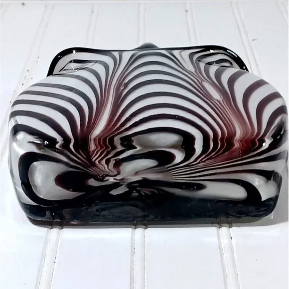 Rare Murano Optical Illusion MCM Vtg Handbag  Purse Art Glass Vase Planter 1960s - Picture 9 of 10